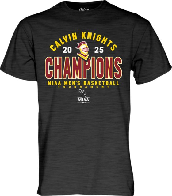 Calvin University Knights 2025 Men's Basketball Tournament Champions Short Sleeve T-Shirt