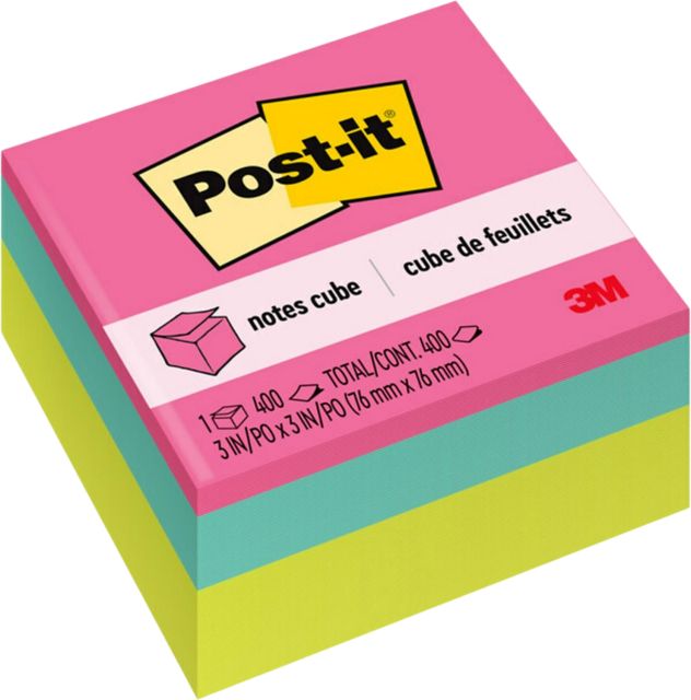 POST-IT CUBE 3X3 400SH BRIGHTS