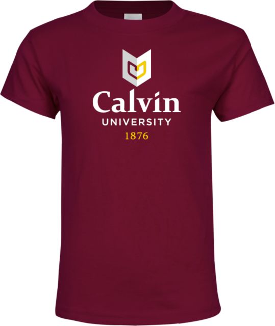 Calvin Univ Youth T Shirt University Logo 1876 Vertical - ONLINE ONLY
