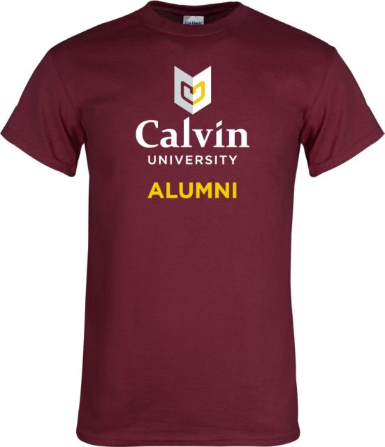 Calvin Univ T Shirt Alumni University Logo Vertical - ONLINE ONLY