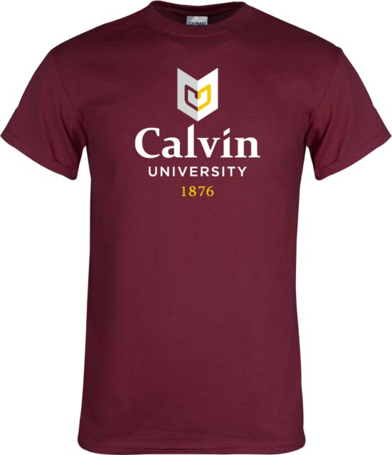 Calvin Univ T Shirt University Logo 1876 Vertical - ONLINE ONLY