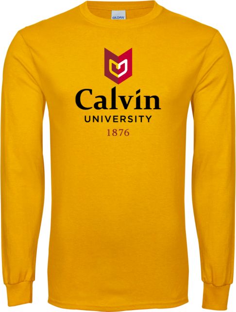 Calvin Univ Long Sleeve T Shirt University Logo 1876 Vertical - ONLINE ONLY