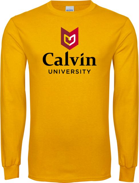 Calvin Univ Long Sleeve T Shirt University Logo Vertical - ONLINE ONLY