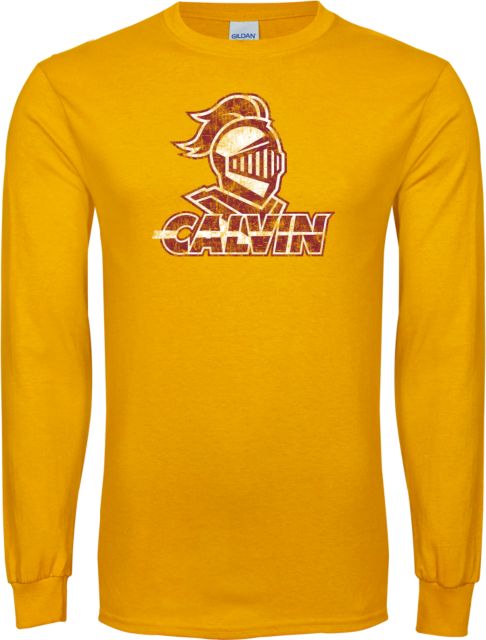 Calvin Univ Long Sleeve T Shirt Knight Calvin Distressed - ONLINE ONLY