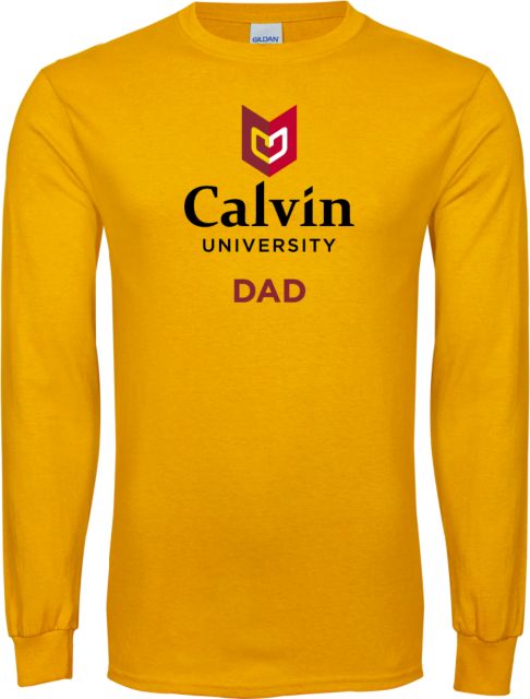Calvin Univ Long Sleeve T Shirt Dad University Logo Vertical - ONLINE ONLY