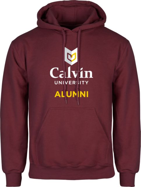 Calvin Univ Fleece Hoodie Alumni University Logo Vertical - ONLINE ONLY