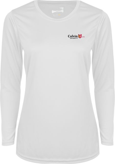 Calvin Univ Ladies Syntrel Performance Longsleeve Shirt University Logo 1876 Horizontal - ONLINE ONLY