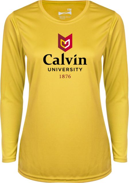 Calvin Univ Ladies Syntrel Performance Longsleeve Shirt University Logo 1876 Vertical - ONLINE ONLY