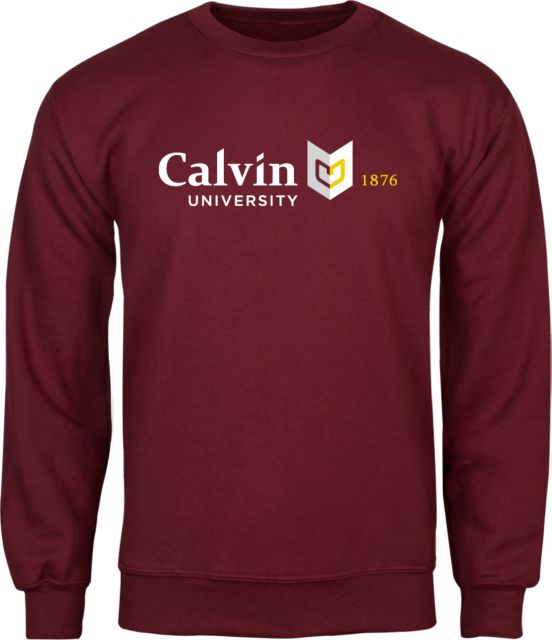 Calvin Univ Fleece Crew University Logo 1876 Horizontal - ONLINE ONLY
