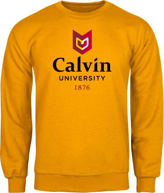 Calvin Univ Fleece Crew University Logo 1876 Vertical - ONLINE ONLY