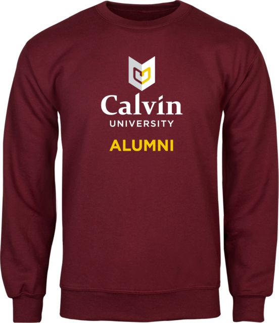 Calvin Univ Fleece Crew Alumni University Logo Vertical - ONLINE ONLY