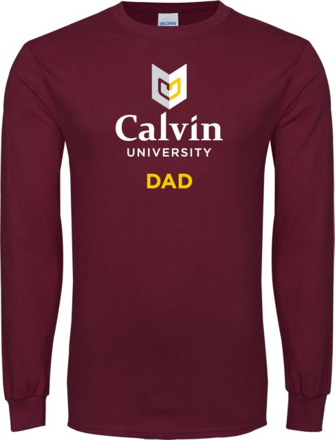 Calvin Univ Long Sleeve T Shirt Dad University Logo Vertical - ONLINE ONLY