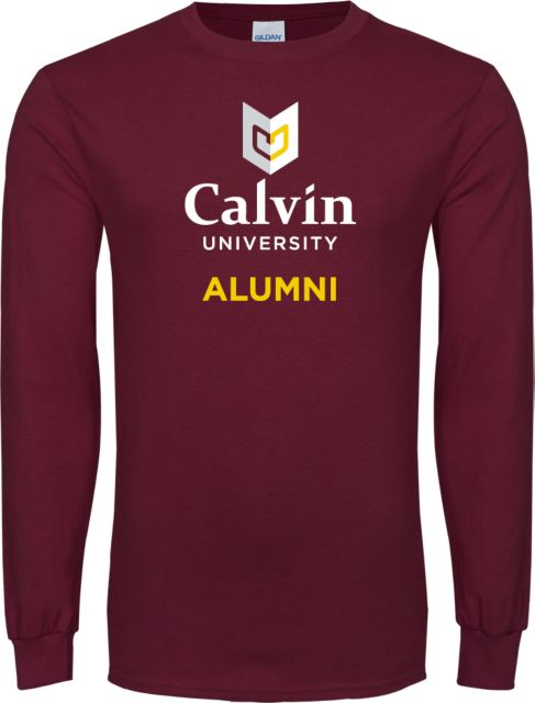 Calvin Univ Long Sleeve T Shirt Alumni University Logo Vertical - ONLINE ONLY