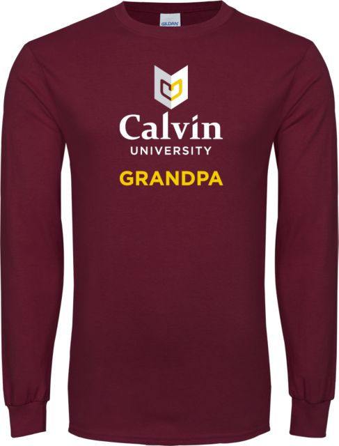 Calvin Univ Long Sleeve T Shirt Grandpa University Logo Vertical - ONLINE ONLY