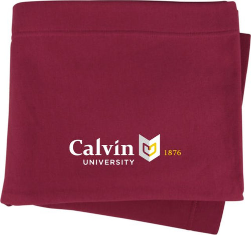 Calvin Univ Sweatshirt Blanket University Logo 1876 Horizontal - ONLINE ONLY