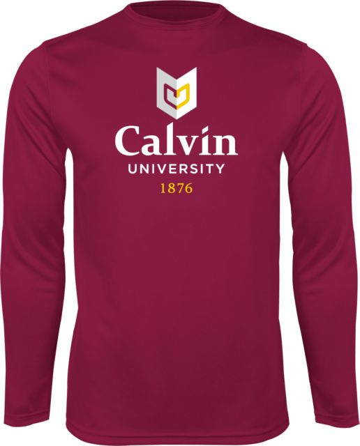 Calvin Univ Performance Longsleeve Shirt University Logo 1876 Vertical - ONLINE ONLY