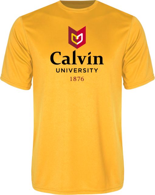 Calvin Univ Performance Tee University Logo 1876 Vertical - ONLINE ONLY