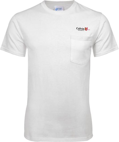 Calvin Univ T Shirt w/Pocket University Logo 1876 Horizontal - ONLINE ONLY