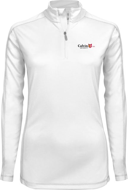 Calvin Univ Ladies Syntrel Interlock 1/4 Zip University Logo 1876 Horizontal - ONLINE ONLY