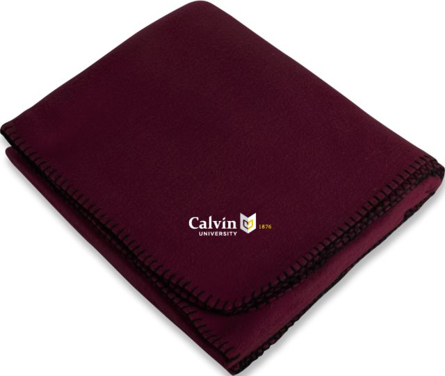 Calvin Univ Arctic Fleece Blanket University Logo 1876 Horizontal - ONLINE ONLY