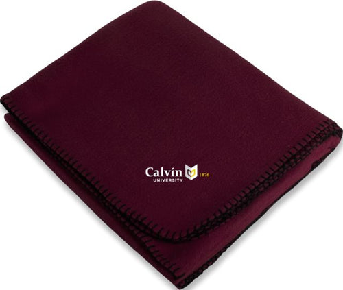 Calvin Univ Arctic Fleece Blanket University Logo 1876 Horizontal - ONLINE ONLY