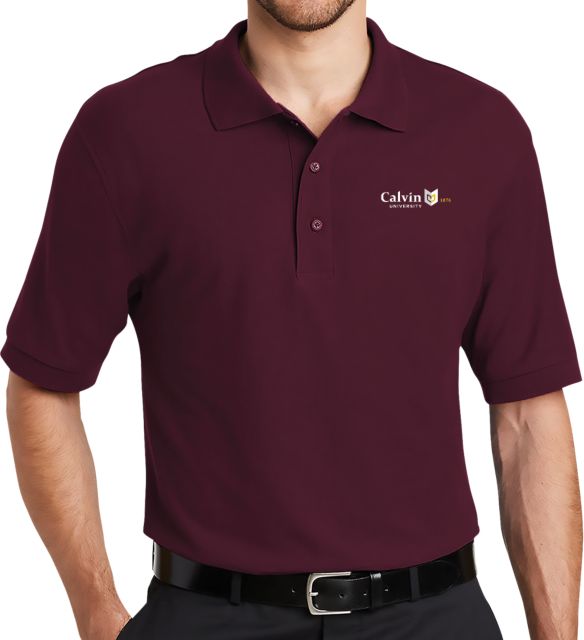 Calvin Univ Easycare Pique Polo University Logo 1876 Horizontal - ONLINE ONLY