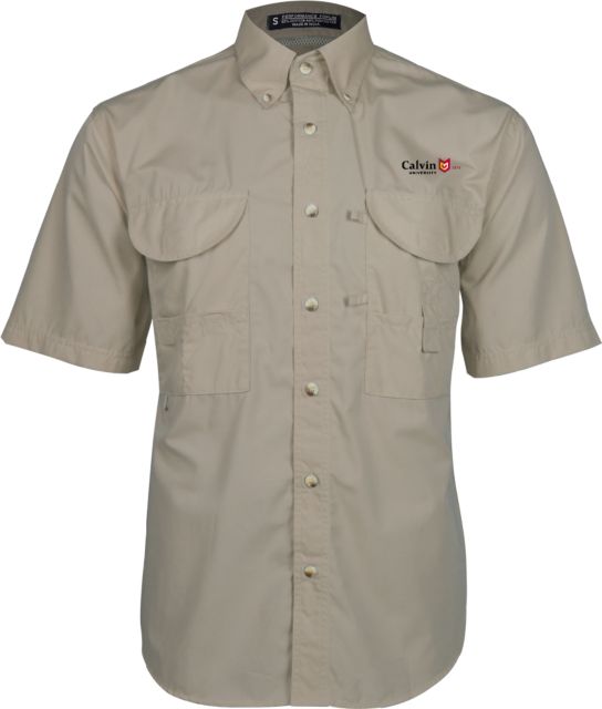 Calvin Univ Fishing Shirt Performance Short Sleeve University Logo 1876 Horizontal - ONLINE ONLY