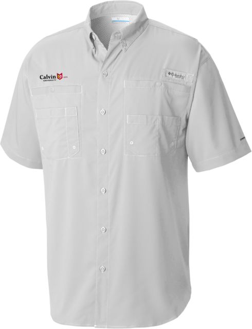 Calvin Univ Columbia Cool Tamiami Performance Short Sleeve Shirt University Logo 1876 Horizontal - ONLINE ONLY