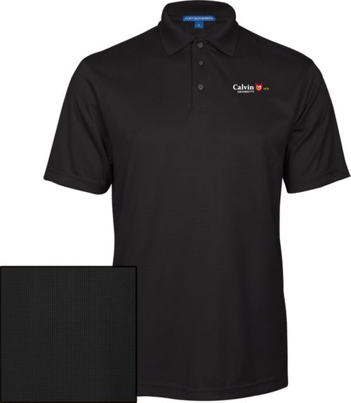 Calvin Univ Performance Fine Jacquard Polo University Logo 1876 Horizontal - ONLINE ONLY
