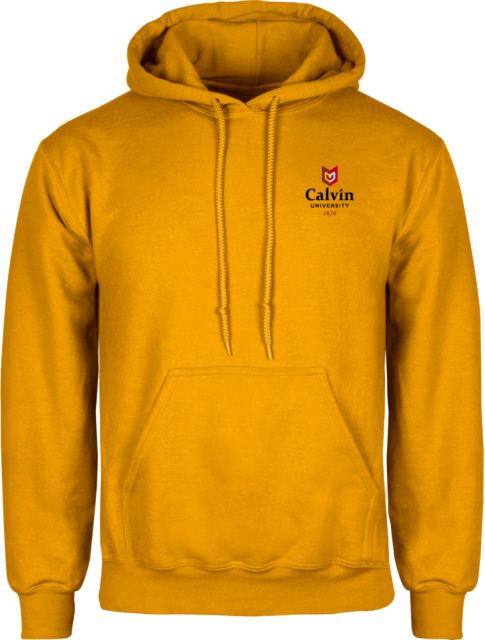 Calvin Univ Fleece Hoodie University Logo 1876 Vertical - ONLINE ONLY