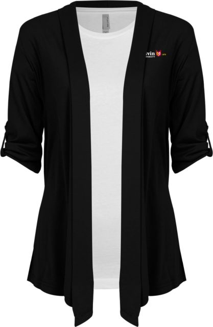 Calvin Univ Ladies Drape Front Cardigan University Logo 1876 Horizontal - ONLINE ONLY