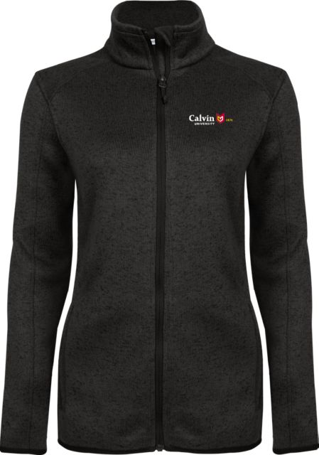 Calvin Univ Heather Ladies Fleece Jacket University Logo 1876 Horizontal - ONLINE ONLY