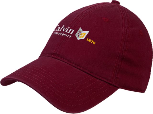 Calvin Univ Twill Unstructured Low Profile Hat University Logo 1876 Horizontal - ONLINE ONLY