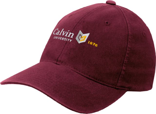Calvin Univ Flexfit Structured Low Profile Hat University Logo 1876 Horizontal - ONLINE ONLY