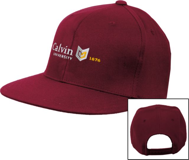 Calvin Univ Flat Bill Snapback Hat University Logo 1876 Horizontal - ONLINE ONLY