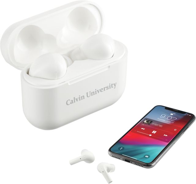 Calvin Univ Braavos Pro True Wireless Auto Pair Earbuds Calvin University Wordmark Engraved - ONLINE ONLY