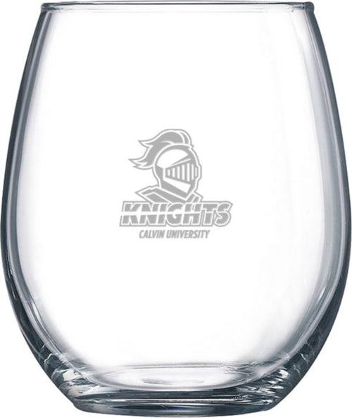 Calvin Univ Libbey Stemless Glass 17oz Knights with University Engraved - ONLINE ONLY