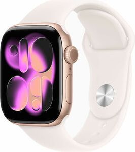 Apple Watch Series 11 GPS 46mm Rose Gold Aluminum Case with Light Blush Sport Band - M/L